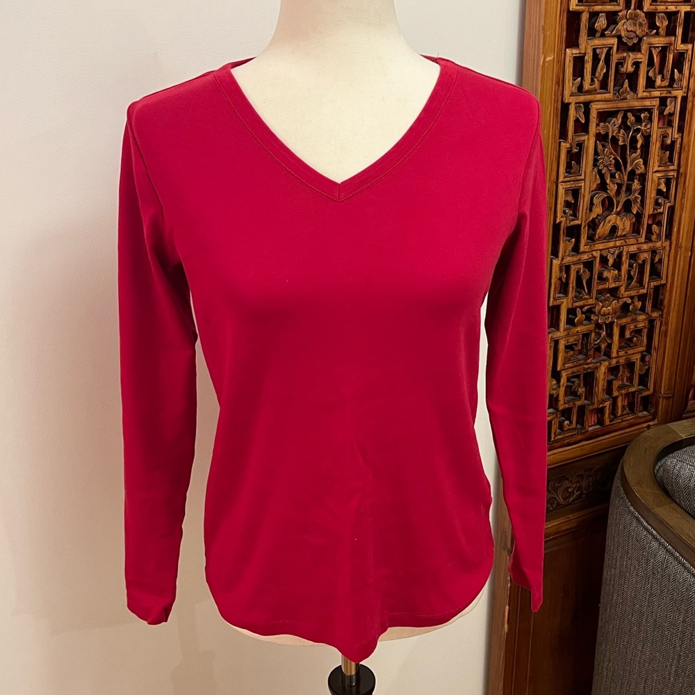 Lands End Red Long Sleeve Shirt Women’s Size Small Like New